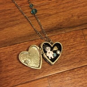 Betsy Johnson Angel Bear Aqua Heart Necklace